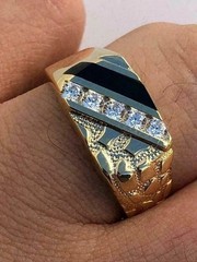 2.5CtArt Deco Round Cut Lab Created Diamond Men’s Anniversary 14K Gold FN Ring