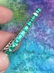 Antique 1920s Art Deco Sterling Silver & Green Channel Set Paste Bangle Bracelet