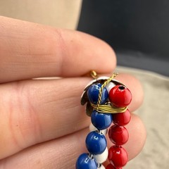 Vintage Necklace Bangle Bracelet Set Patriotic Red White Blue 4th of July 25”