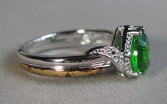 Pre-owned Sterling Silver 18KT Gold Plate Helenite Ring 3.7g Size 10 BGE #B184