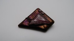 Vintage 1980s Purple Foil Glass Pin 4.5cm BB12