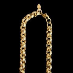 Vintage MONET Gold Tone Chunky Rolo Link Chain Necklace Classic Statement Runway