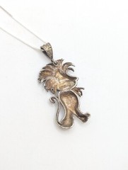 Vintage Lion Sterling Silver Large Necklace 925 Animal Lover Precious Metal Gift