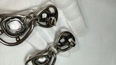 Lanvin Paris Gunmetal Color Clear Huge Crystal Drop Dangle Clip on Earrings