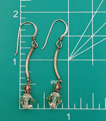 925 Crystal Drop Earrings 1.75in Sterling Silver 2g Aqua Blue Amber Tone Bicone