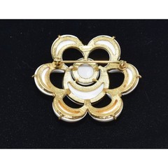 Vintage Crown TRIFARI Pat Pend White Lucite Half Moon & Sun Flower Brooch Pin