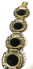Vintage Judy Lee Iridescent Enamel Gold Tone Book Link Panel Bracelet 7 Inches