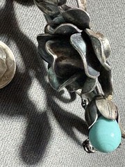 Vintage Sterling Silver 3 D Rose Flower Necklace 26g
