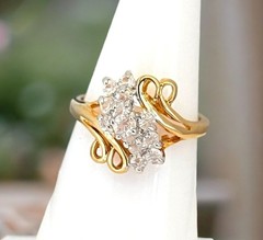Vintage 1960s Vargas CZ Cluster Ring 18KT Gold Plate Size 7 Mid Century – 5T