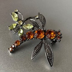 Vintage Jewelry Floral Dragonfly Butterfly Pin Lot Metal Enamel & Rhinestones