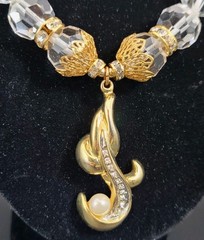 Vintage Rosemary G Ro-Do Saks 5th Ave Crystal Bead Gold Tone Necklace Brand New