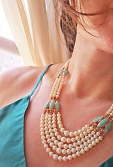 Vintage 5 Strand Pearl Jade 14K Gold Chocker Pearl Necklace by de Groot & Gudde