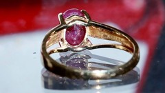10k yellow gold sz 4.5 ring 0.80ct natural, treated ruby solitaire 1.47gr Nissko