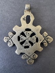 RARE Antique Circa 1890 Ethiopian Coptic Cross Pendant Low Grade Silver Handmade