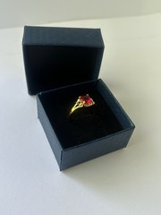 Vintage Red Cubic Zirconia Ring Gold Plated Womens Size 10