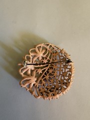 GORGEOUS VINTAGE PINK ENAMEL FLOWER BASKET BROOCH W/ PNK RHINESTONES