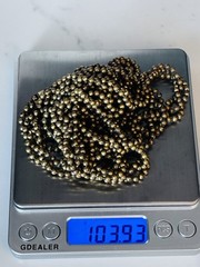 Antique Brass Triple Strand Bead Necklace. Long. Gorgeous Patina! Estate Find.