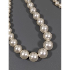 Vintage Faux Pearl Graduated Bead Necklace Double Hook Clasp 26in Retro