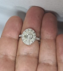 14k White Gold Vintage Engagement Ring 1.20ct Natural Diamond Round Shape
