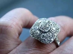 Vintage Style Art Deco 3Ct Round Lab Created Diamond 14K White Gold Plated Ring