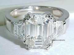 14ct Cocktail Party Ring inspired 925 Sterling Silver Emerald Baguette Tapered