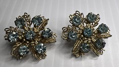 Vintage 1950’s Rhinestone Metal Set 2 Brooches Flower