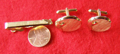 Vintage Swank Gold Tone Mesh Cufflinks and Clip Tie Bar Set Men’s