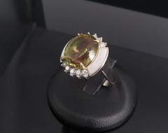 10.18ct Party Color Tourmaline & 0.50ct Diamond Platinum 18K Gold Ring Sz 8.5