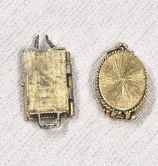 Vtg Corday Charms Set Of 2 Solid Perfume Unicorn In Captivity Rectangle & Oval