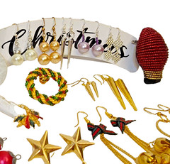 VTG Mixed JEWELRY LOT Everyday + Christmas Retro Earrings Brooches Pins Bracelet