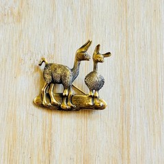 VTG Llama Alpaca MFA signed Brooch pin Museum of Fine Arts Gilt Brass Metal