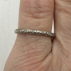 Antique 18K White Gold Wedding Band Ring Bridal Wreath Bouquet Orange Blossom
