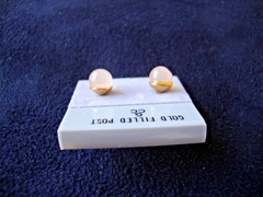 VINTAGE 1970s CLASSIC ROSE QUARTZ 6MM BEAD/BALL GOLD FILLED POST STUD EARRINGS