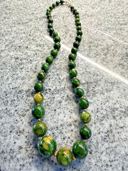 Vintage Bakelite Catalin Chunky Boho Necklace 27” 76.9g Tested Green Beads Deco