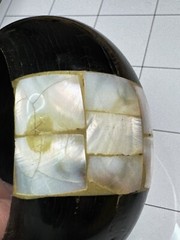 Horn Ox Buffalo Mother Of Pearl Abalone Vintage Thick Heavy Bangle Size 8