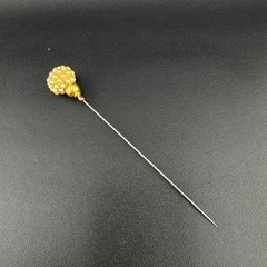 Vintage Hat Stick Pin Gold Tone Faux Seed Pearl Cluster Studded Head 4.25″
