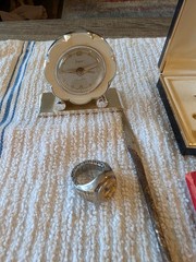 Vintage mixed lot swank set,Sheffield clock,ring watch,mini webster dictionary