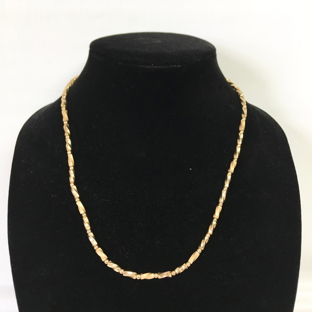 Napier Necklace Vintage Gold Tone Twisted Barrel Bead Chain Statement 20″