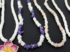 Vintage Y2K 90s Puka Shell Heishi Necklace Bracelet Lot 10 Surfer Hawaiian Beach