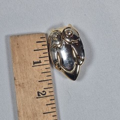 3 Vintage OWL Pin Brooch Lot: Gold Tone Green Belly, Rhinestones, Liz Claiborne