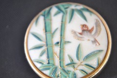 Toshikane Arita Japan porcelain Bamboo clip on earrings vintage bird vintage VGC
