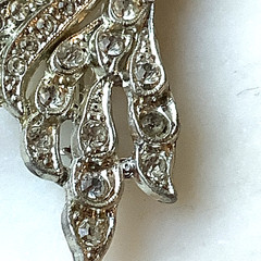 Vintage Bird Brooch Pot Metal Silver Tone Rhinestone Pin 3″