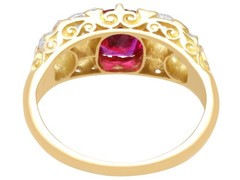 1.00Ct Burmese Ruby and 0.80Ct Diamond 18k Yellow Gold Dress Ring Circa 1930