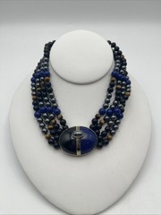 KYLO Kai Yin Lo Sterling 925 Multi-Strand Gem Stone Necklace,Lapis,Onyx,Hematite