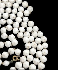 Vintage Czech Signed White Glass Necklace Neiger? Faceted 56in Long