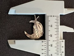 925 Sterling Silver Pendant with Girl’s Face Hat Crescent Moon Silhouette USA
