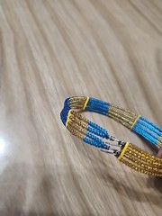 Vintage Seed Bead Bracelets Black And White Anf Gold And Blue