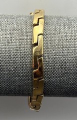 VINTAGE Monet 80s 6MM Geometric Link Gold Tone Bracelet 7” READ