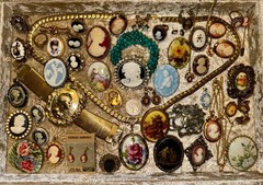 Huge Estate Heirloom Cameo Vtg Mod Romantic Jewelry Lot Brooch Locket Flowers