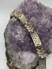 Vintage Sterling Silver Pave Crystal Link Bracelet 8.5″